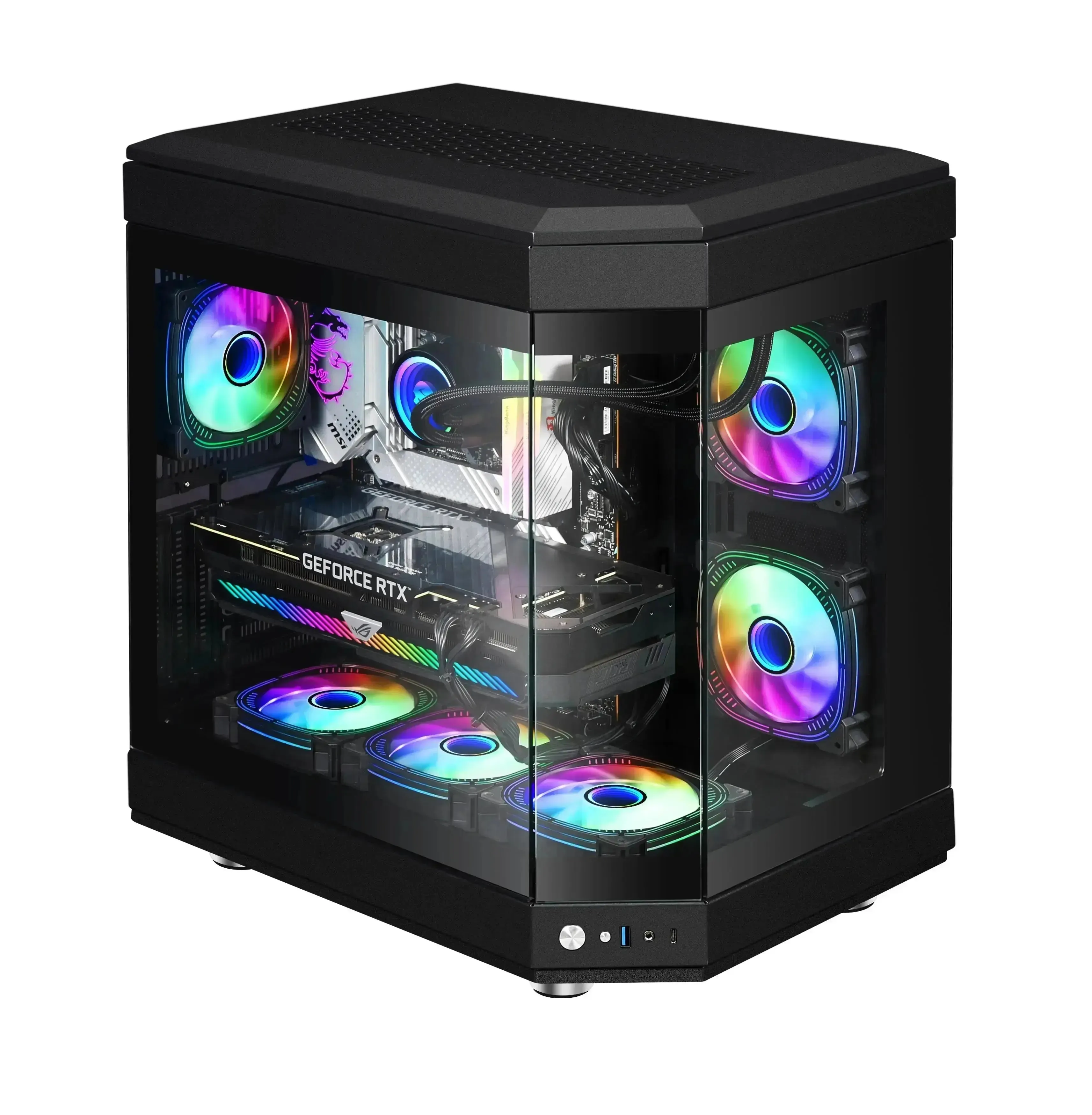 WJCOOLMAN Y70 Clone YG Support MATX, ATX Gaming computer CASE with 5 Pre-installed ARGB Fan