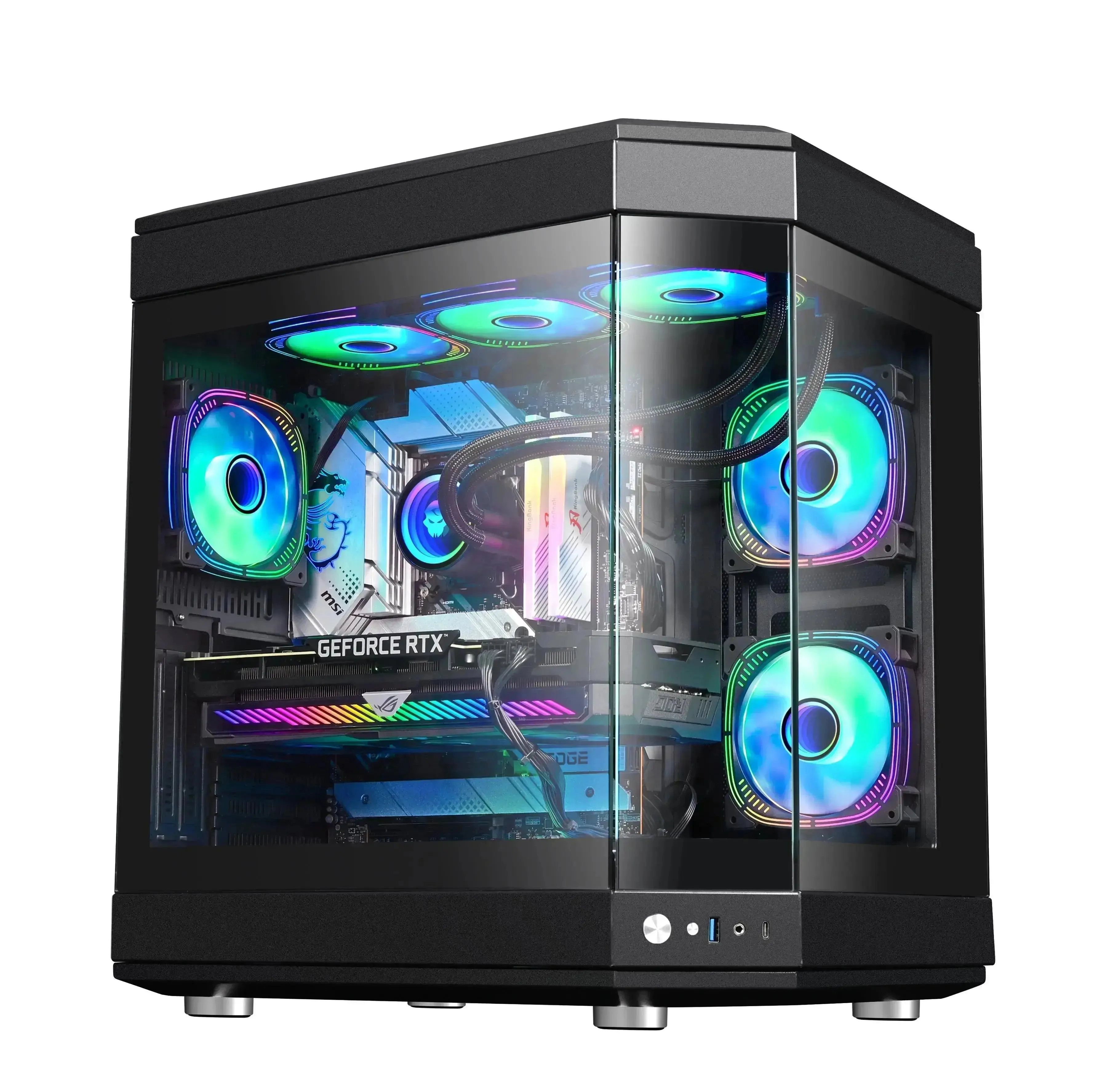 WJCOOLMAN Y70 Clone YG Support MATX, ATX Gaming computer CASE with 5 Pre-installed ARGB Fan