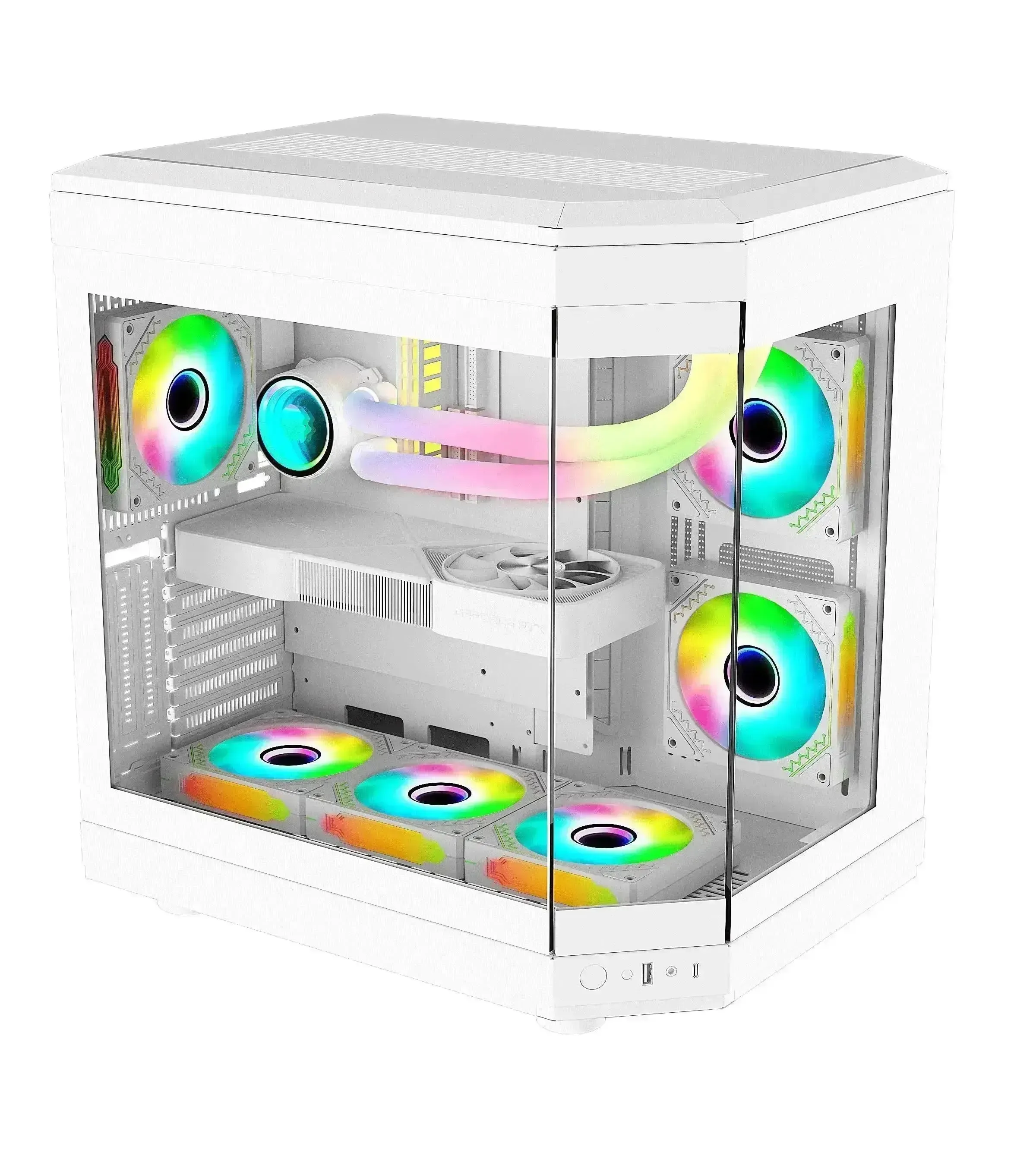 WJCOOLMAN Y70 Clone YG Support MATX, ATX Gaming computer CASE with 5 Pre-installed ARGB Fan