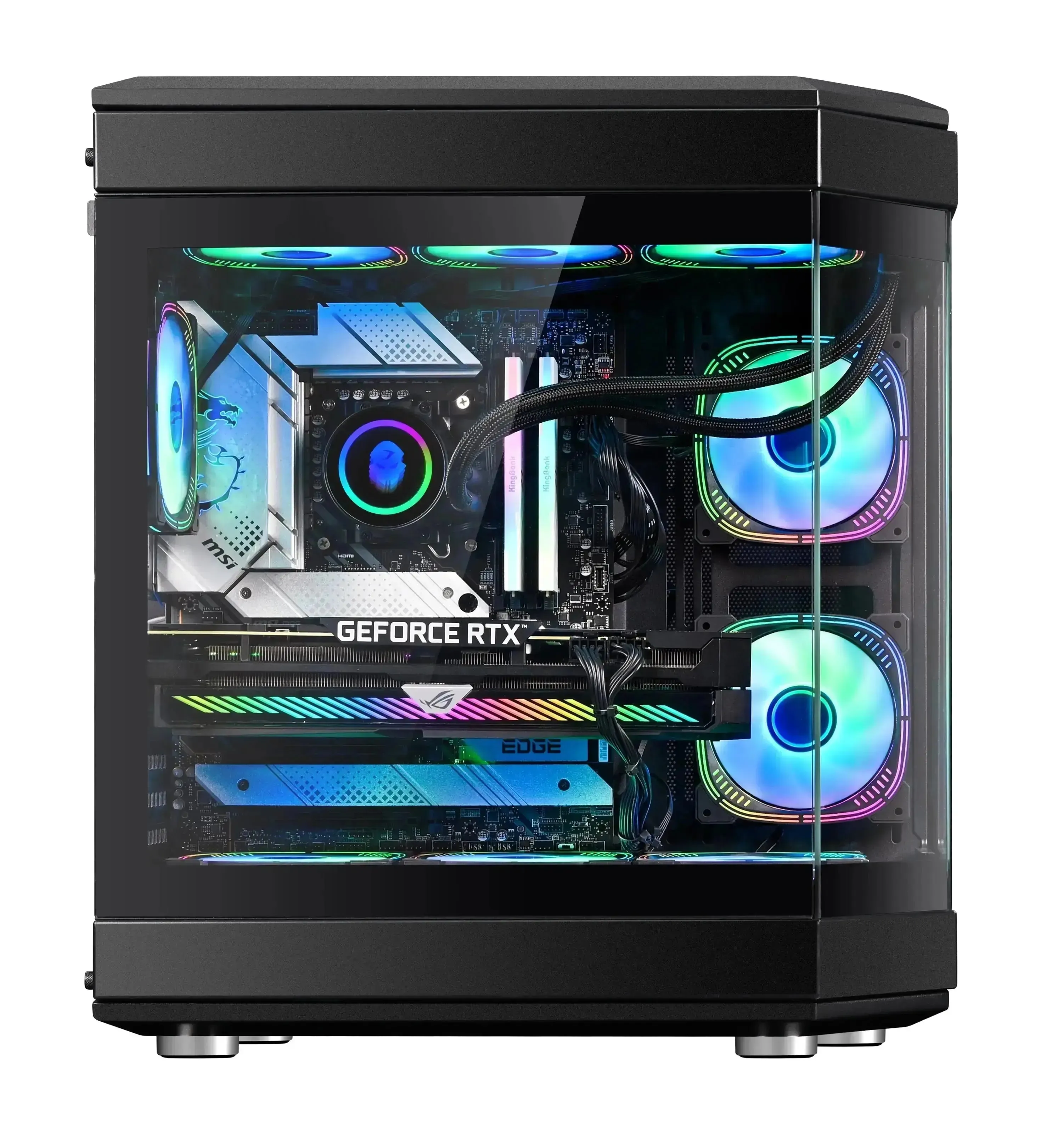 WJCOOLMAN Y70 Clone YG Support MATX, ATX Gaming computer CASE with 5 Pre-installed ARGB Fan