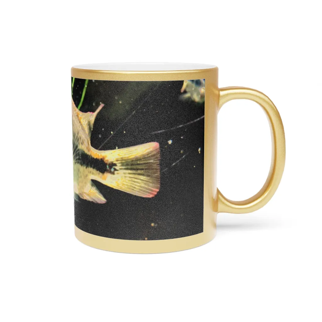 Yellow and Black Fish Metallic Mug (Silver / Gold)