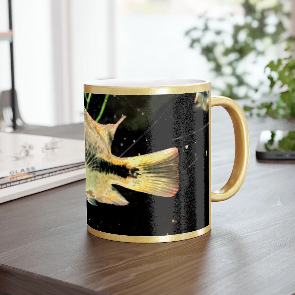 Yellow and Black Fish Metallic Mug (Silver / Gold)