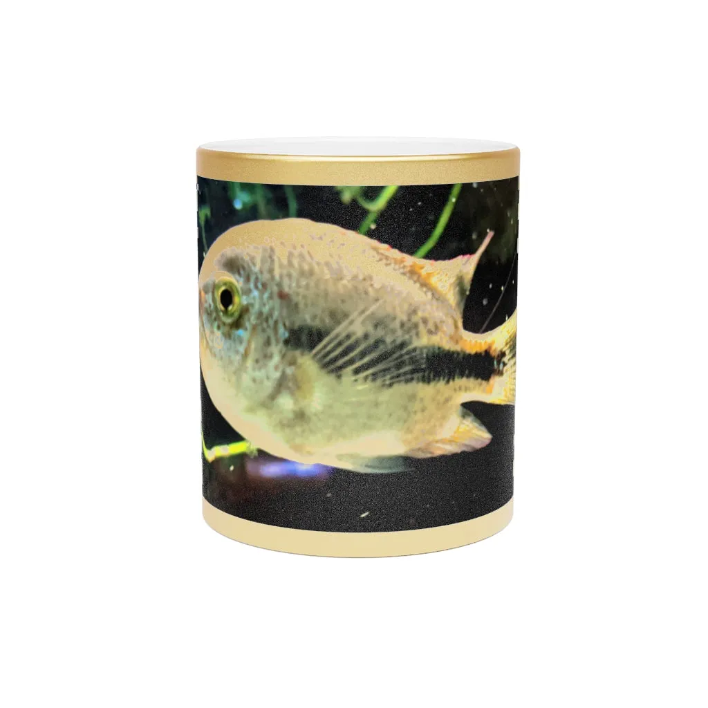 Yellow and Black Fish Metallic Mug (Silver / Gold)