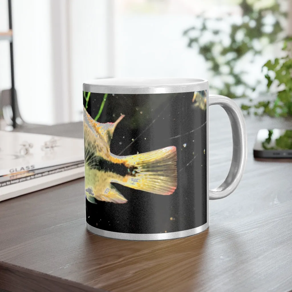 Yellow and Black Fish Metallic Mug (Silver / Gold)