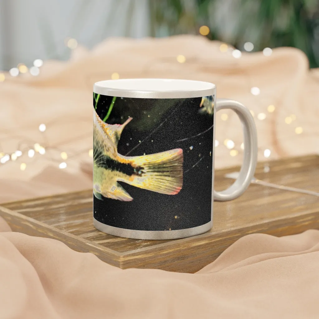 Yellow and Black Fish Metallic Mug (Silver / Gold)