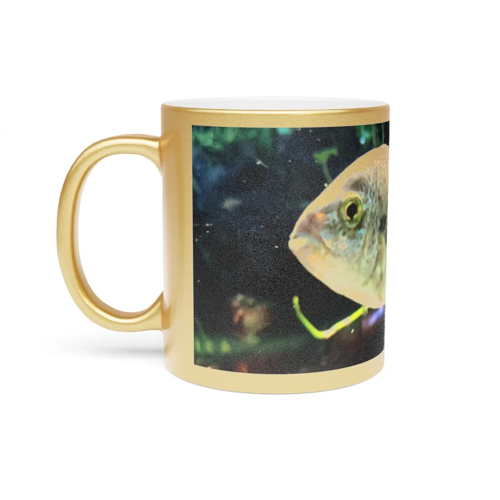 Yellow and Black Fish Metallic Mug (Silver / Gold)