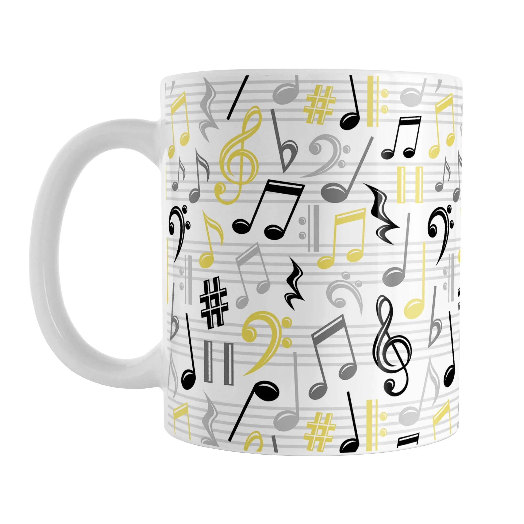 Yellow Music Notes Pattern Mug