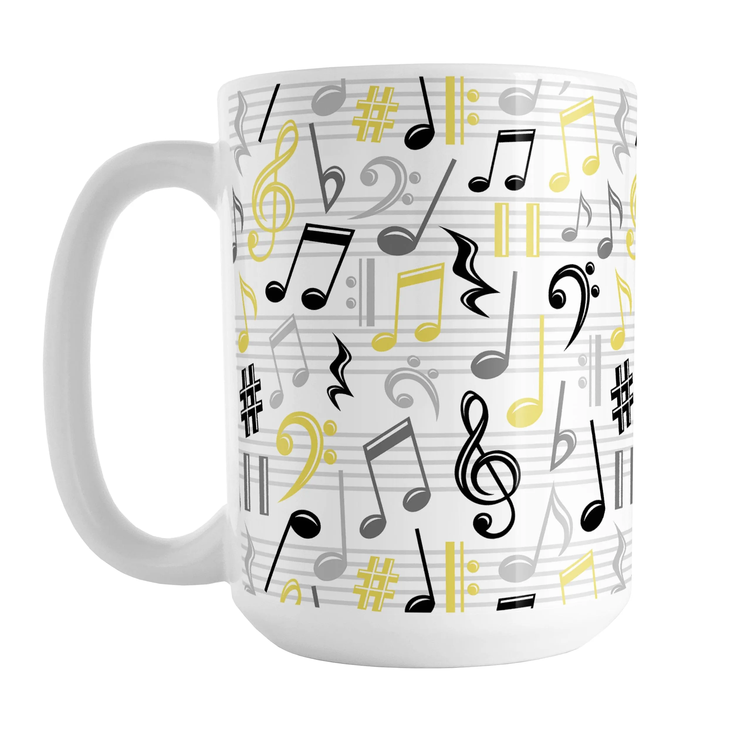 Yellow Music Notes Pattern Mug