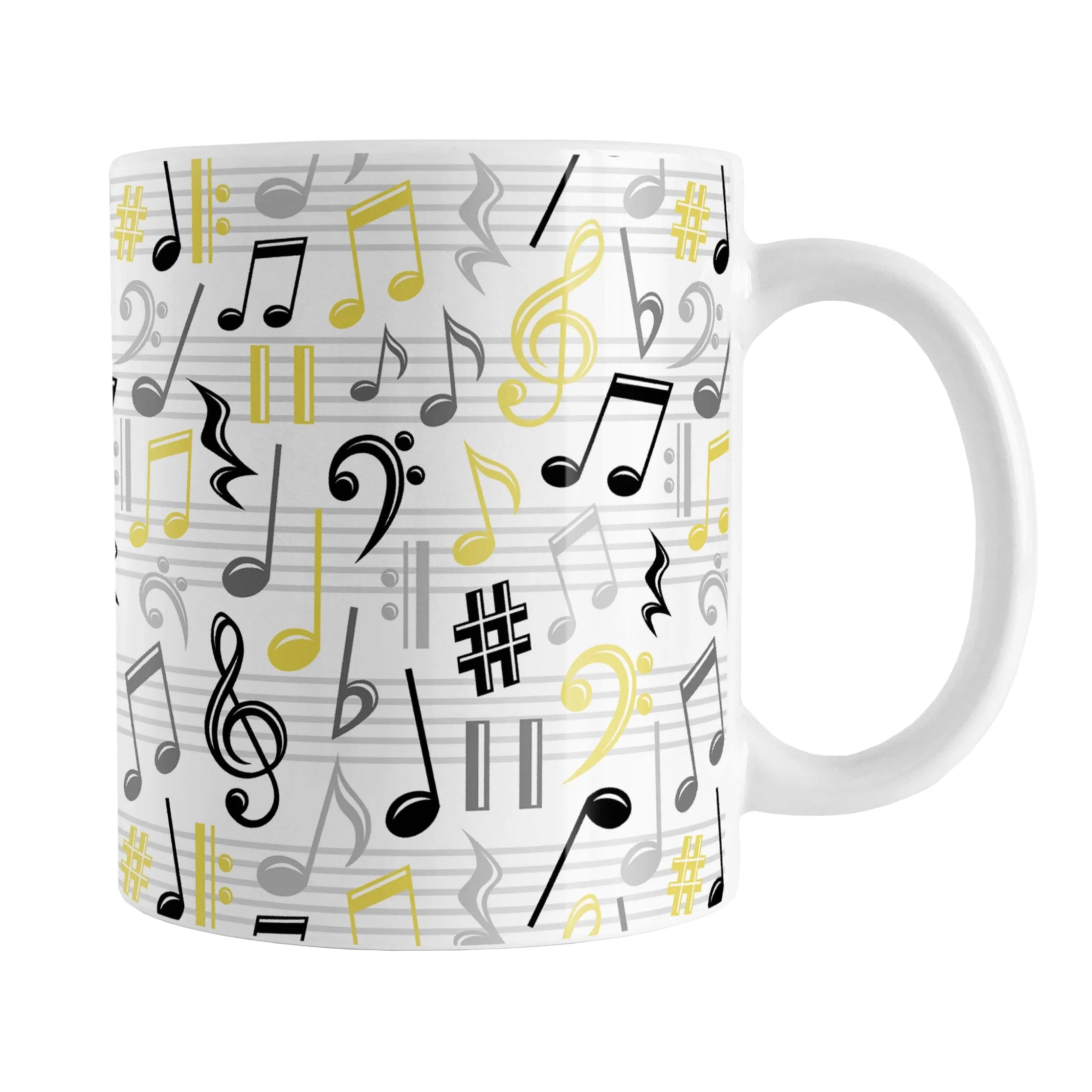 Yellow Music Notes Pattern Mug