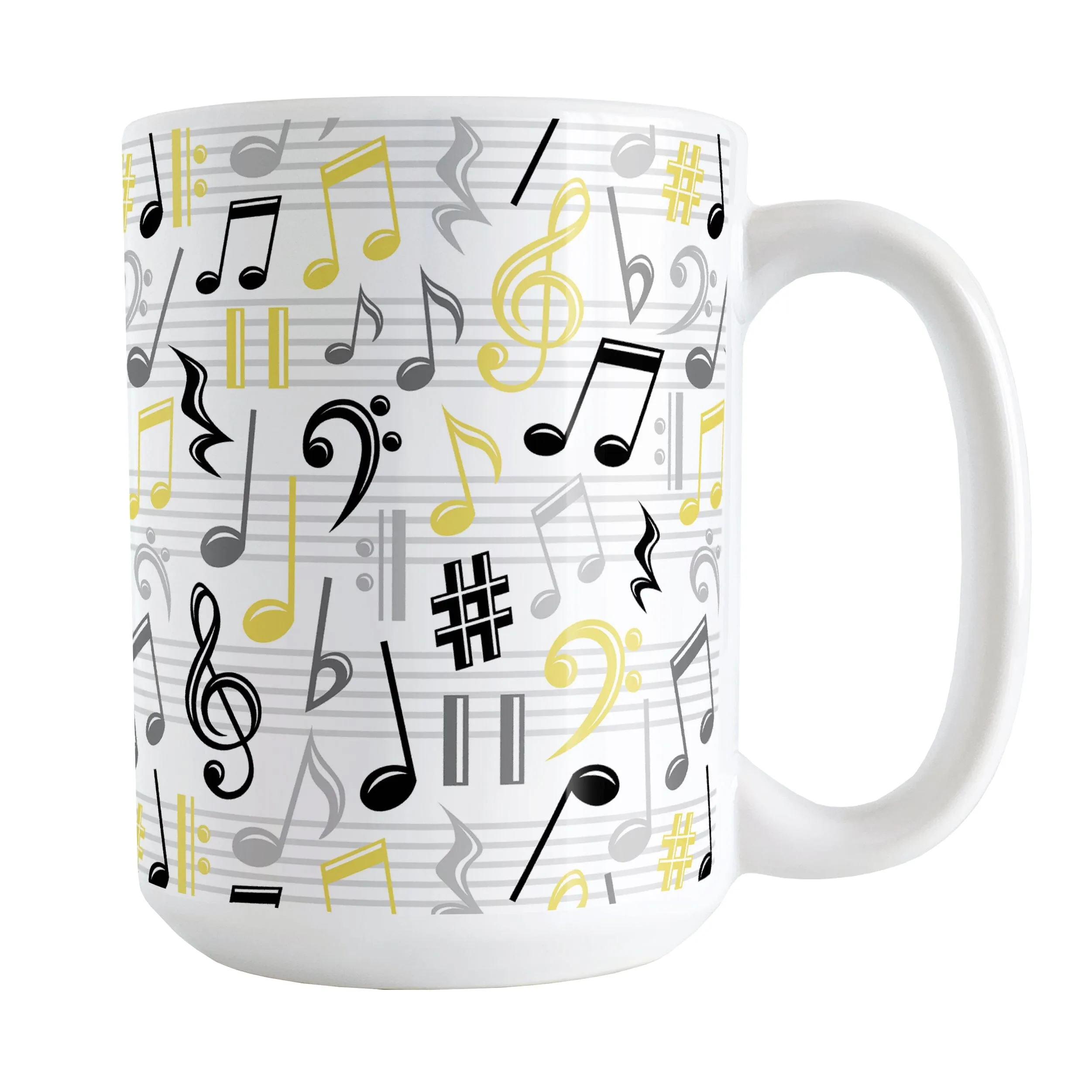 Yellow Music Notes Pattern Mug