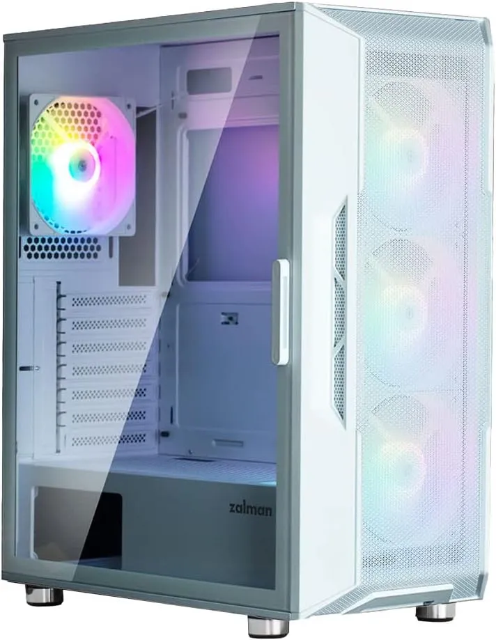 Zalman i3 Neo ATX Mid-Tower Gaming PC Case w/ Mesh Front & 4 x RGB Fans - White