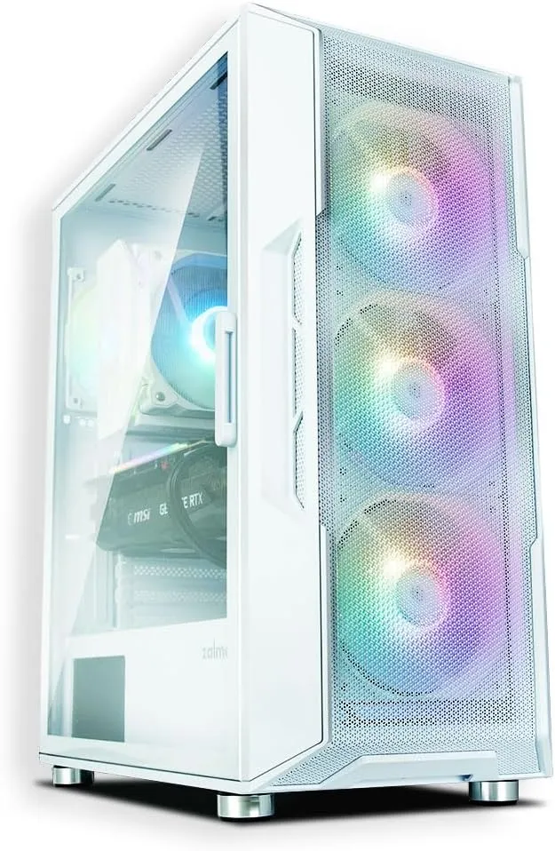 Zalman i3 Neo ATX Mid-Tower Gaming PC Case w/ Mesh Front & 4 x RGB Fans - White